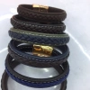 Best-selling stainless steel genuine leather bracelets from Europe and America, retro genuine leather woven bracelets for men and women Specification image